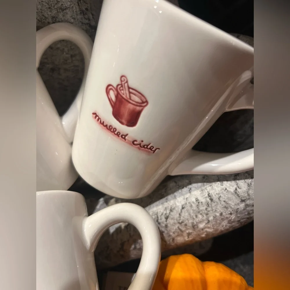 Williams Sonoma Seasonal Diner Mug Trio Hot Chocolate Mulled Cider Irish Coffee