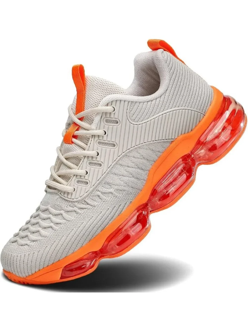 🆕Women's Beige Orange Walking Running Shoes Air Cushion Breathable Sneakers