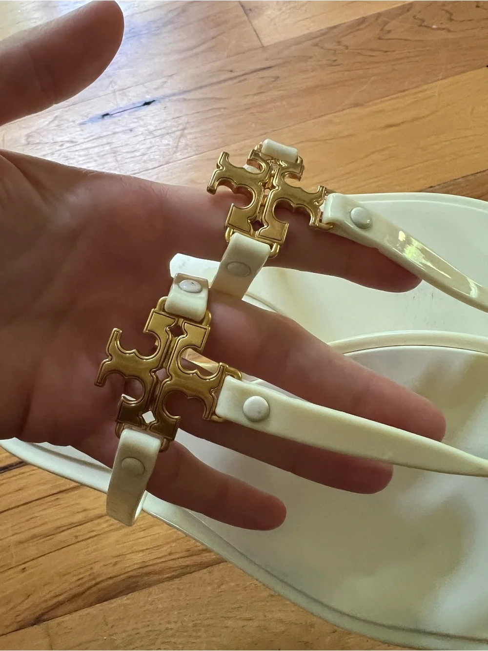 Tory Burch White and gold jelly sandals