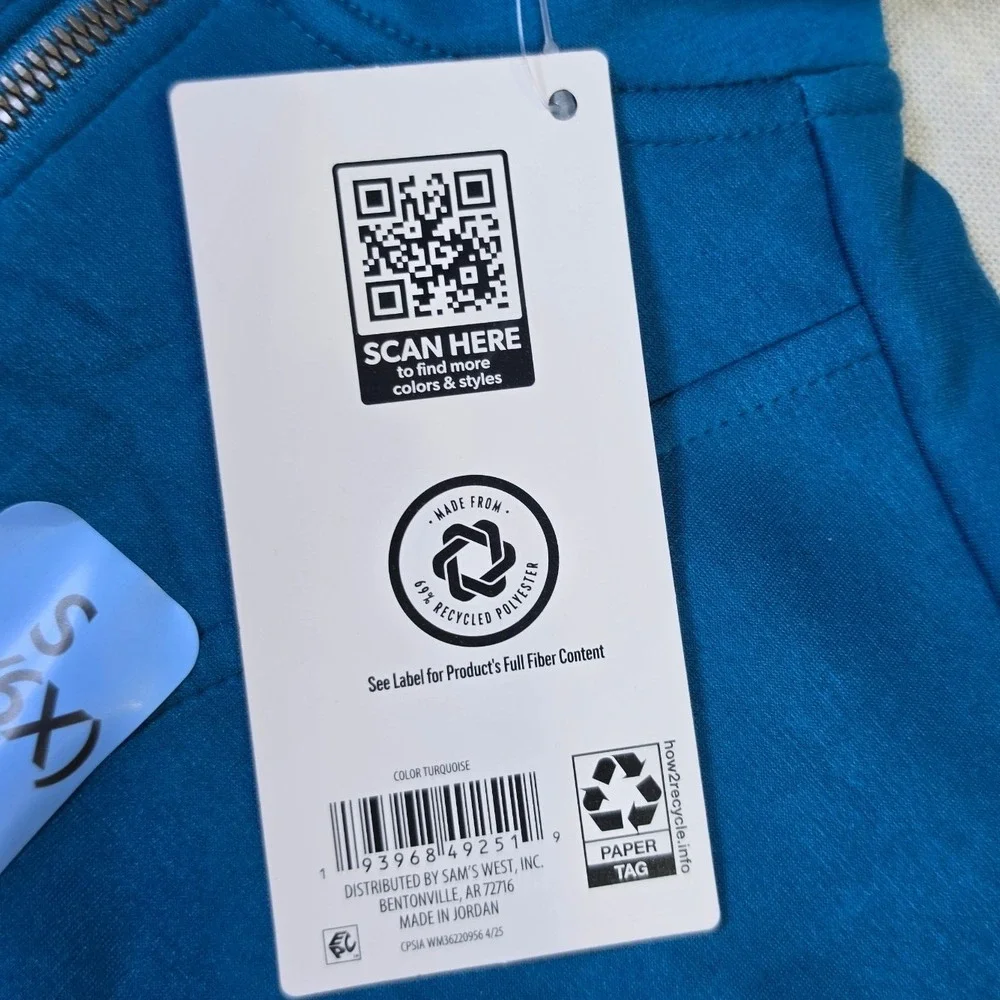 Members Mark Girls Sandwash Quarter Zip Pullover Turquoise Blue S 6 6X NWT