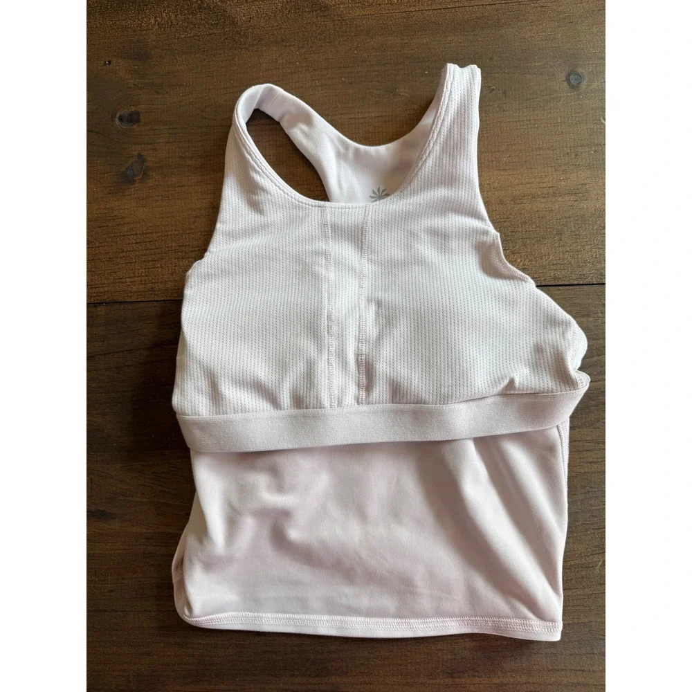 Athleta Girl Longline Bra Tank Top Pale Lavender Size L 12 High Neck Racerbac