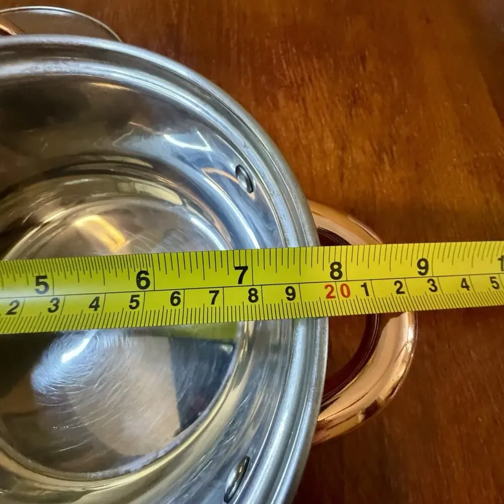 ELLE Gourmet Copper Handle Stainless Steel Covered Casserole Pot 8” Dutch Oven