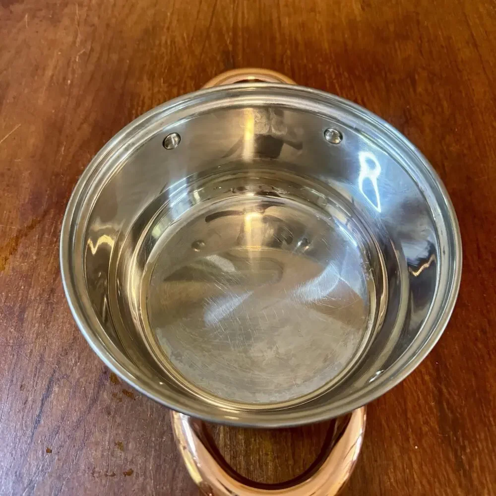 ELLE Gourmet Copper Handle Stainless Steel Covered Casserole Pot 8” Dutch Oven