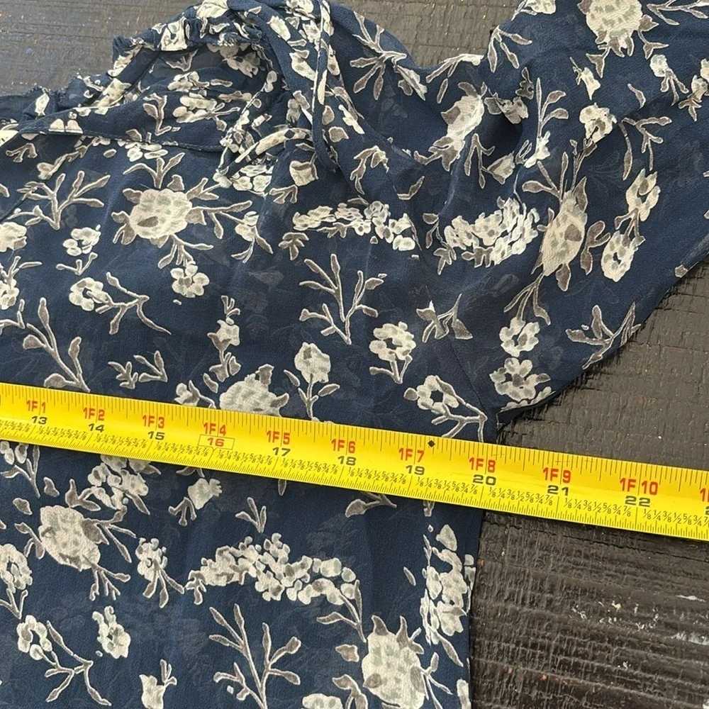 Ulla Johnson Rosine 100% Silk Sheer Blouse Top In Azure Blue size 0