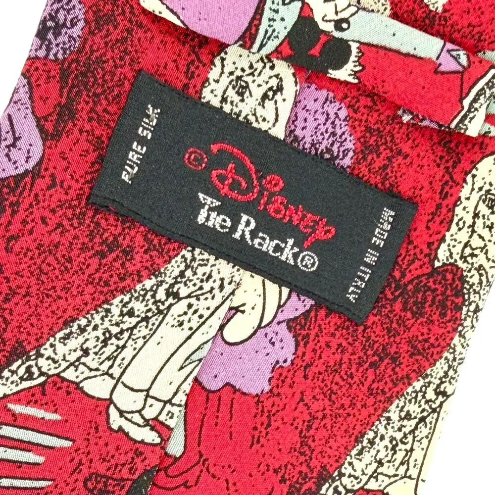 Vintage 90s Disney Red 100% Silk Mickey Minnie Mouse Necktie