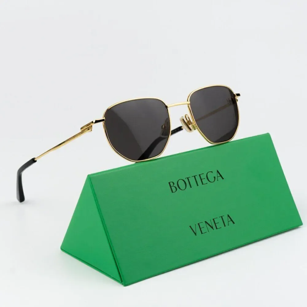 NEW Bottega Veneta BV1301S 001 Gold Grey Split Panthos Unisex Sunglasses