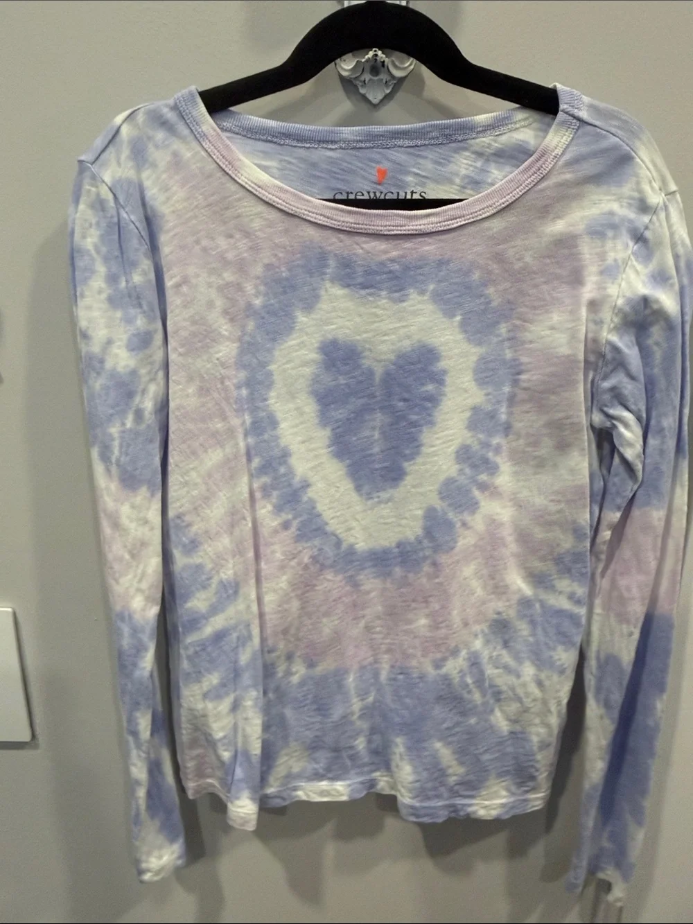 Crewcuts Lavender & White Heart Tie-Dye Long Sleeve Tee