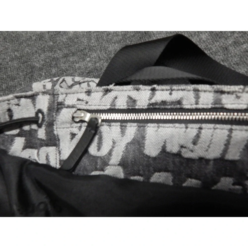 Supreme Fat Tip Jacquard Denim Backpack Black White Graffiti Logo Bag