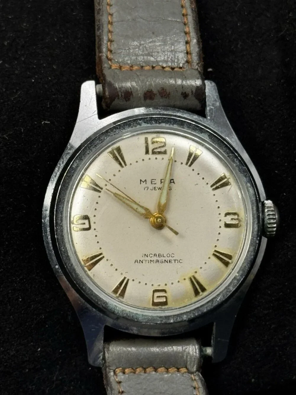 MEPA 17 Jewel Incabloc Swiss Manual Wind Mens Watch MOU Mechanical