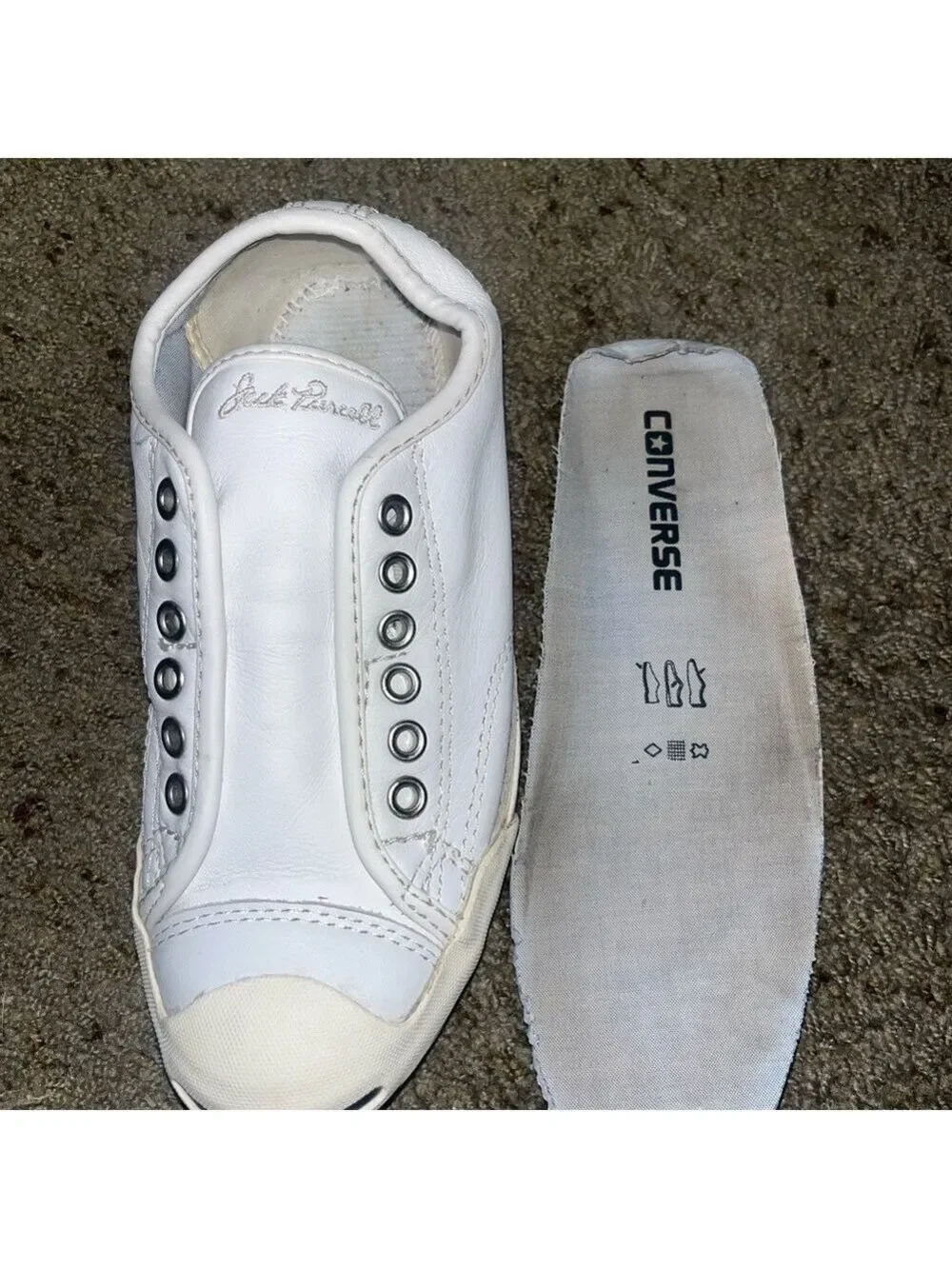 Womens Size 5.5 CONVERSE JACK PURCELL White Leather Athletic Sneakers Shoes