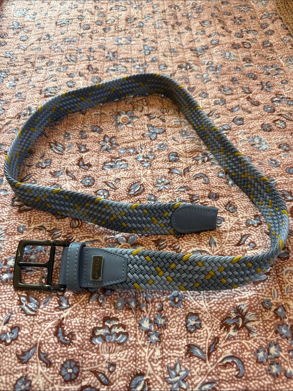 Nike Grey Woven Stretch Belt with Yellow Accent
