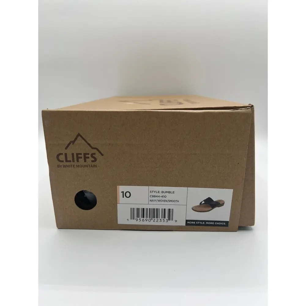 CLIFFS BY WHITE MOUNTAIN WOMENS BUMBLE NAVY WOVEN SMOOTH THONG SANDAL 10M