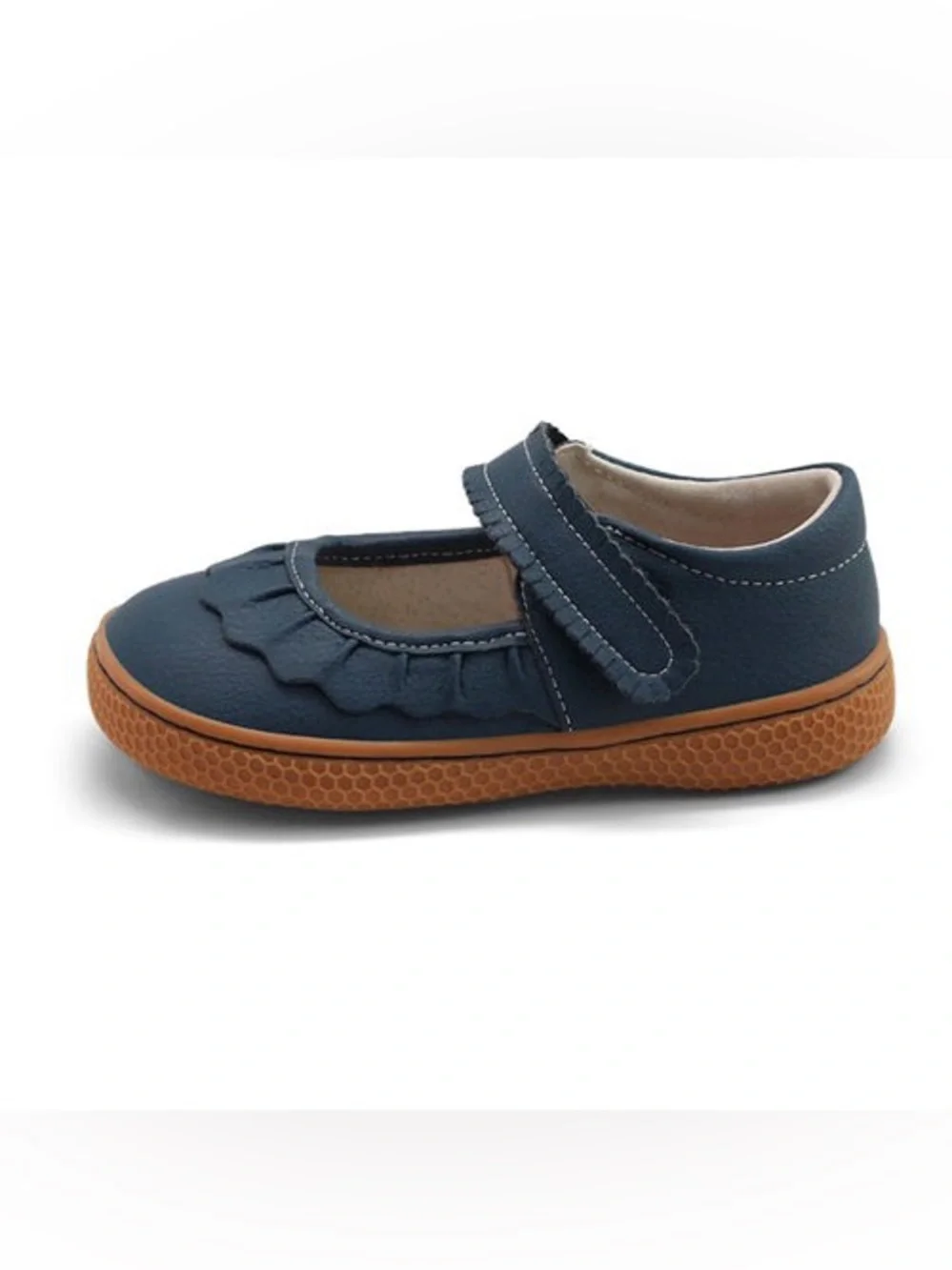 Livie & Luca Navy Mary Jane Shoes with Tan Sole