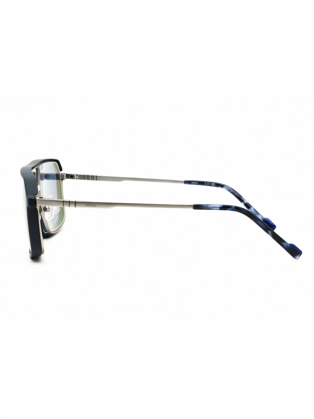 New ZEISS Men's Metal Frame Glasses with Detachable Black/Blue Clip-On Sunglass