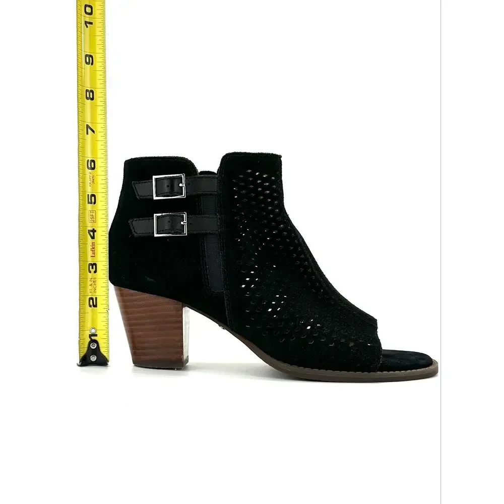 Vionic Chryssa Sandal/Bootie Size 8.5/40 Black Suede Peep/Open-Toe Ankle Boot