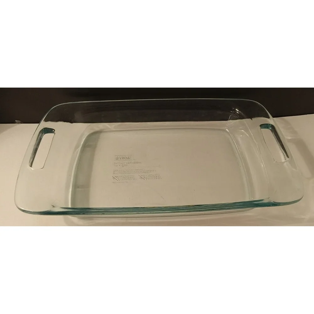 PYREX 3Qt Clear Glass Open Handled Casserole Dish 9x13 Baking Lasagna Pan C233