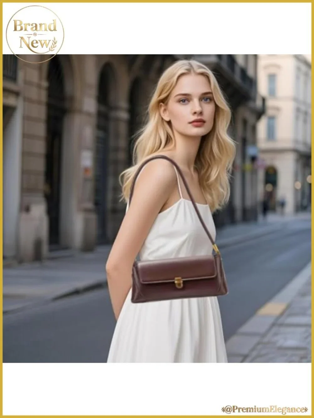 Vegan Leather Small Hobo Shoulder Bag with Gold Hardware