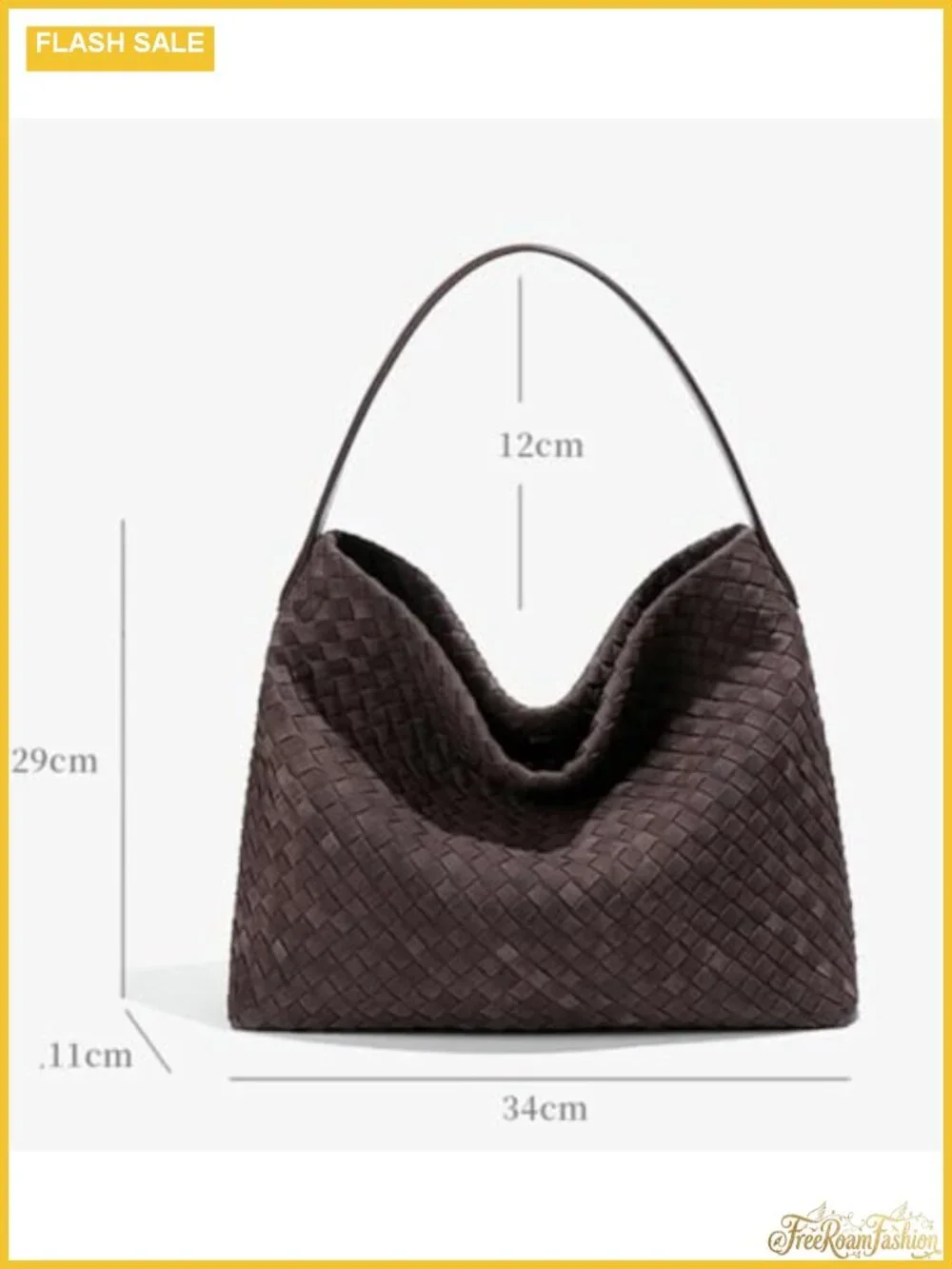Woven Faux Suede Hobo Tote Bag Women Slouchy Shoulder Purse