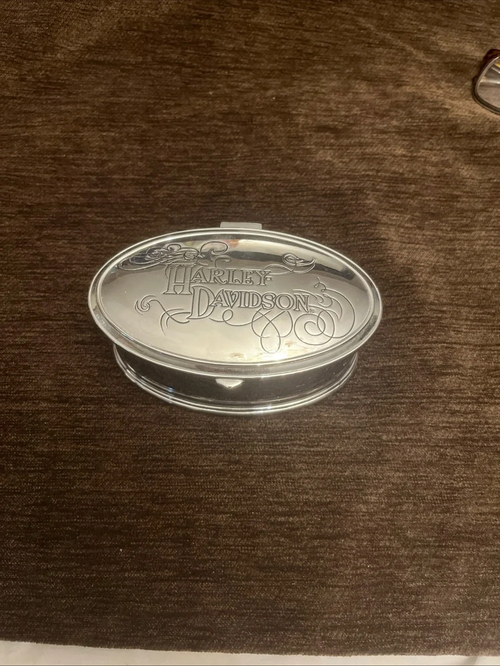 Harley-Davidson Silver Decorative Oval Trinket Box