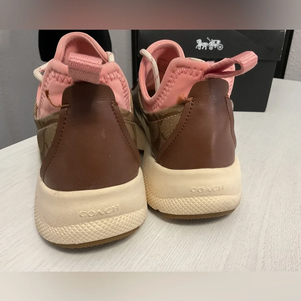 Coach Women's Tan and Pink Sneakers