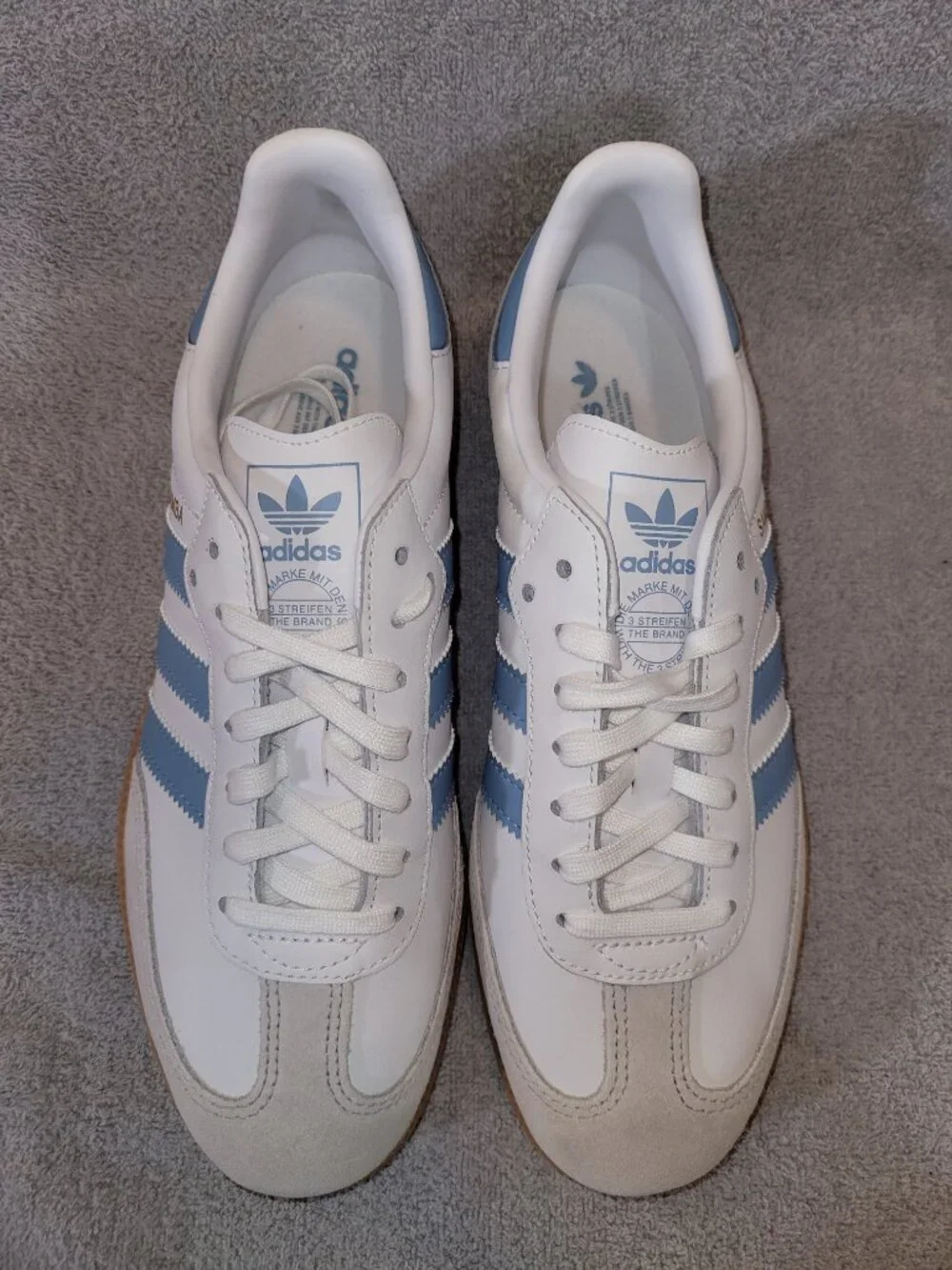 Adidas Samba OG Big Kids Size 7 White Ash Blue gazelle box