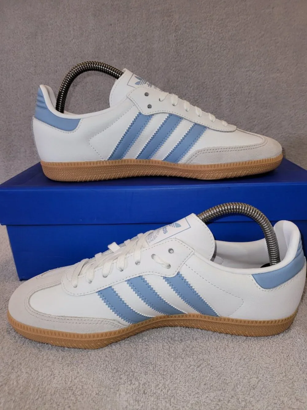 Adidas Samba OG Big Kids Size 7 White Ash Blue kid busenitz