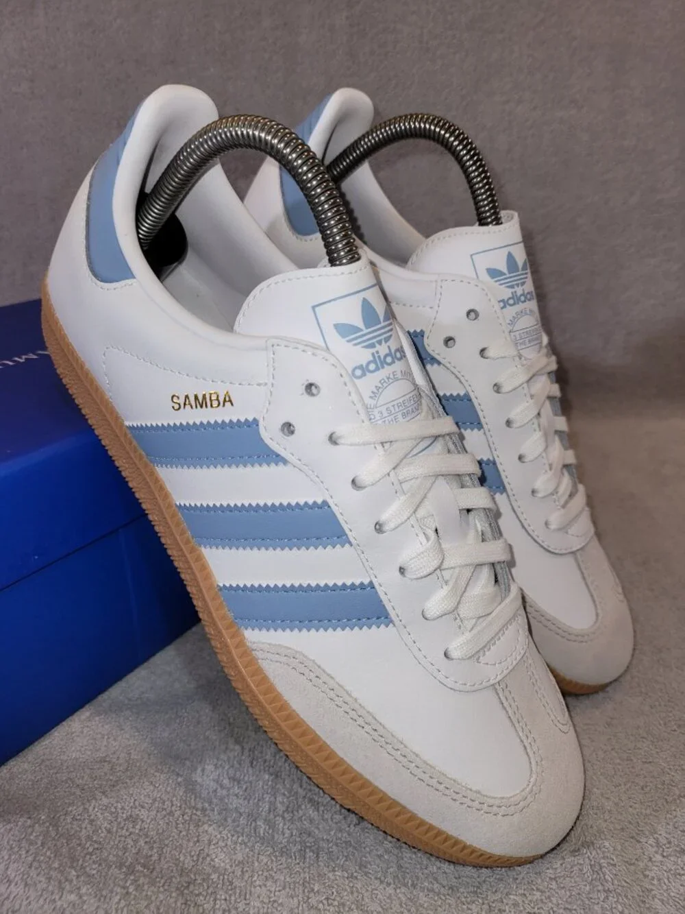 Adidas Samba OG Big Kids Size 7 White Ash Blue athletic japan kid