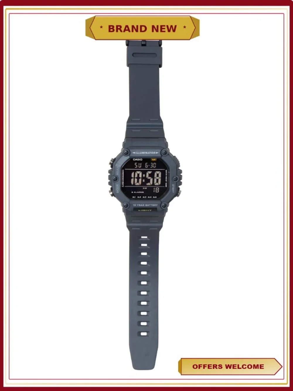 Mens Digital Watch Large LCD 10-Year Battery 100M Water Resistant Stopwatch