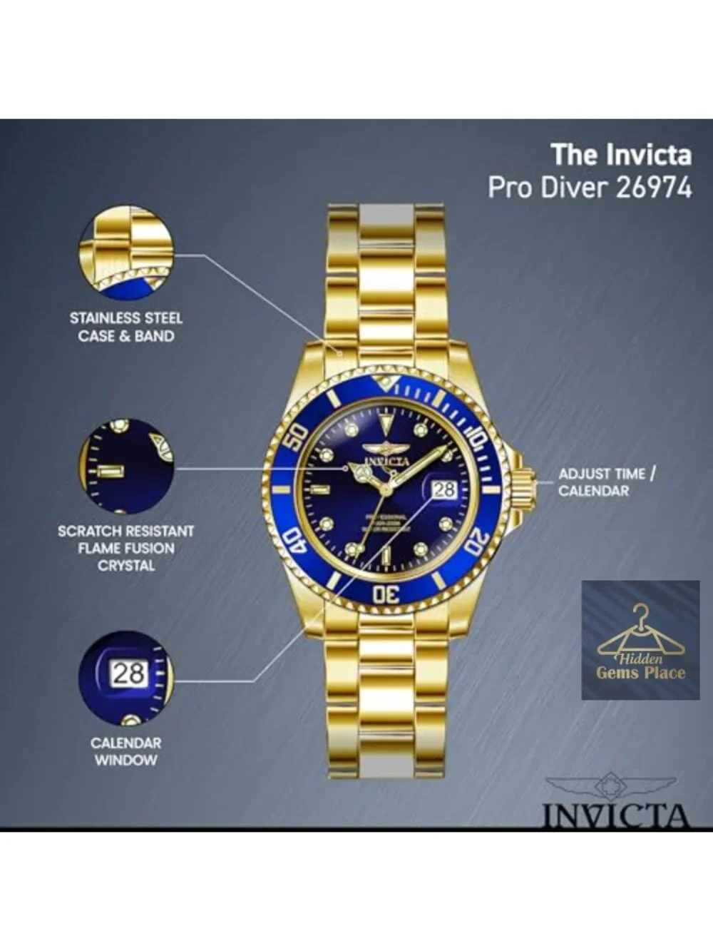 Pro Diver Quartz Watch Stainless Steel Strap 200m Water Resistant