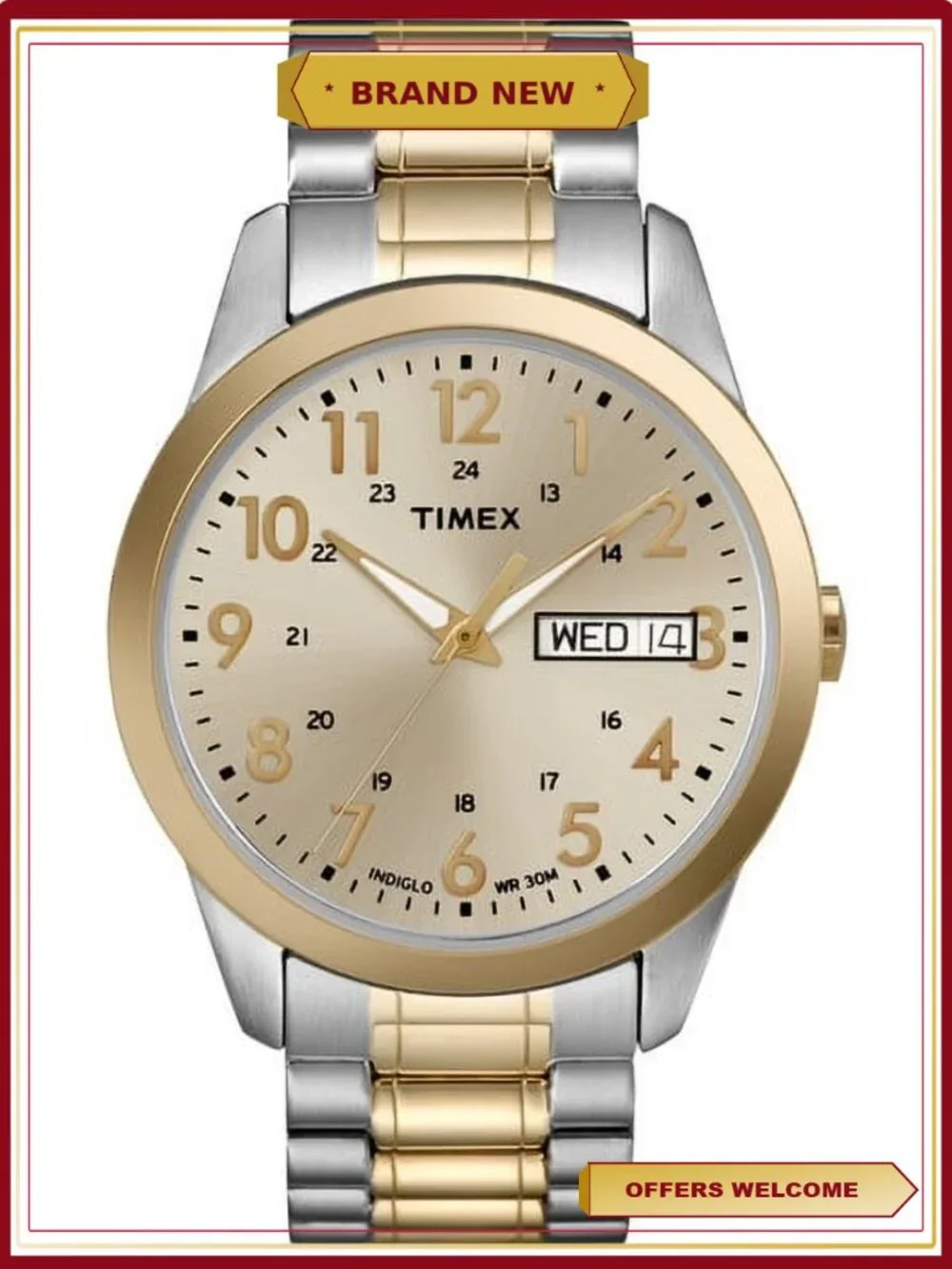 Men's 30mm Dress Wristwatch Gold & Silver Analog