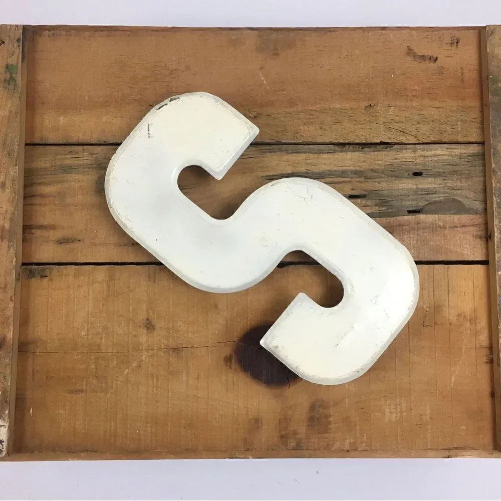 Antique Industrial Metal Marquee Letter “S” Accent Decor