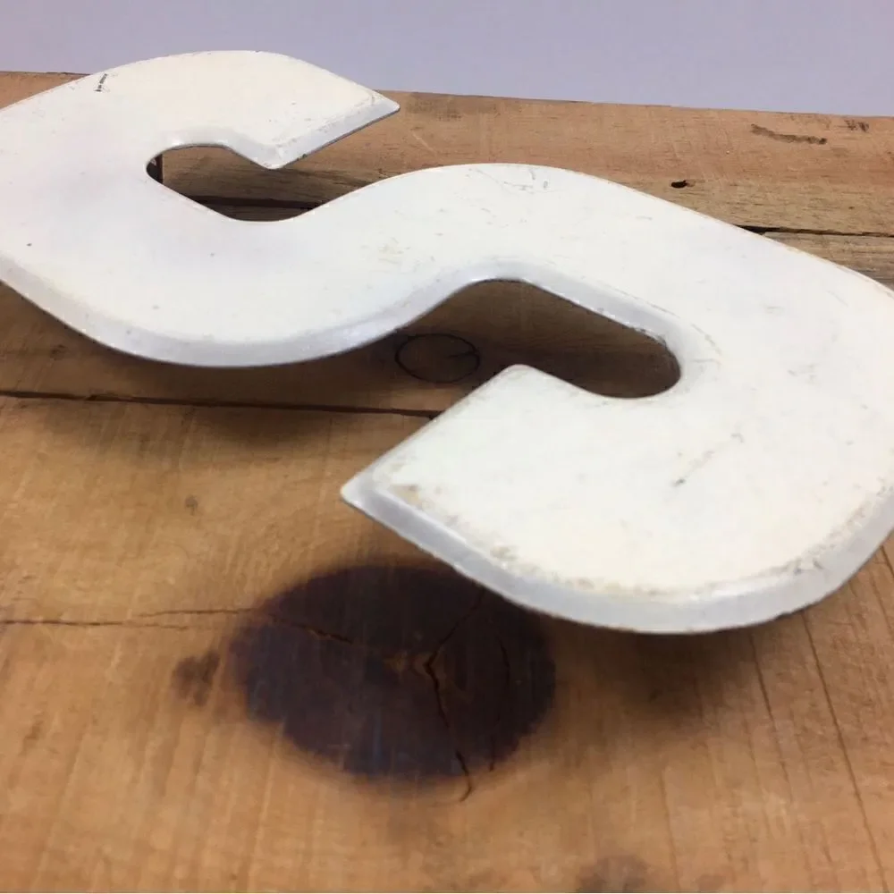 Antique Industrial Metal Marquee Letter “S” Accent Decor