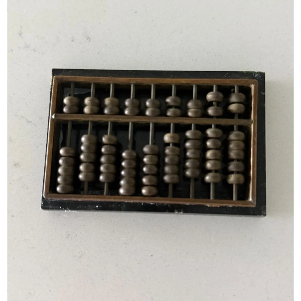 Vintage Mini Brass Chinese Abacus with Green Marble Base Paperweight Taiwan