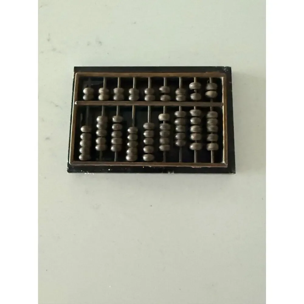 Vintage Mini Brass Chinese Abacus with Green Marble Base Paperweight Taiwan