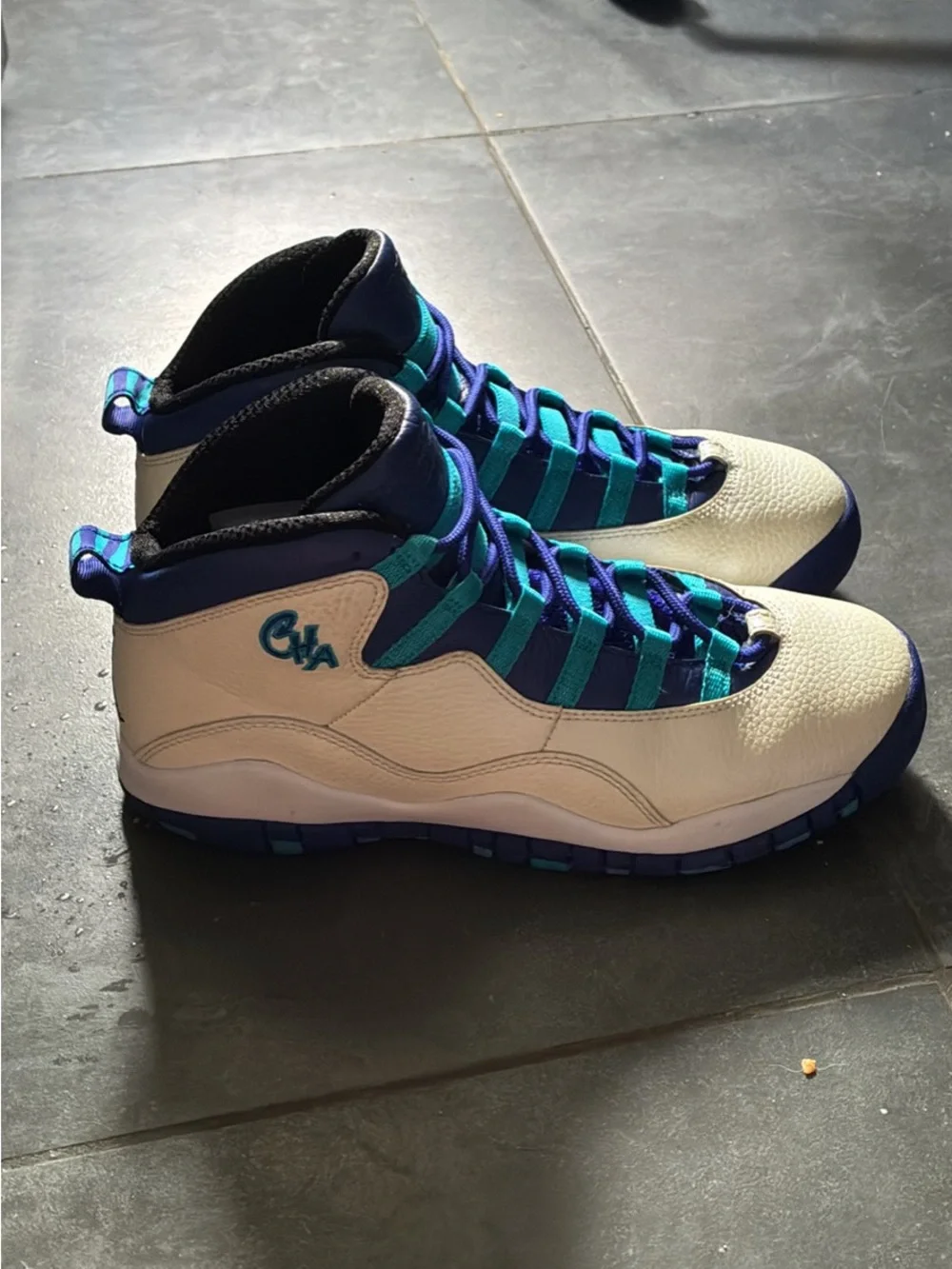 Jordan Kids White Sneakers with Blue and Teal Accents
