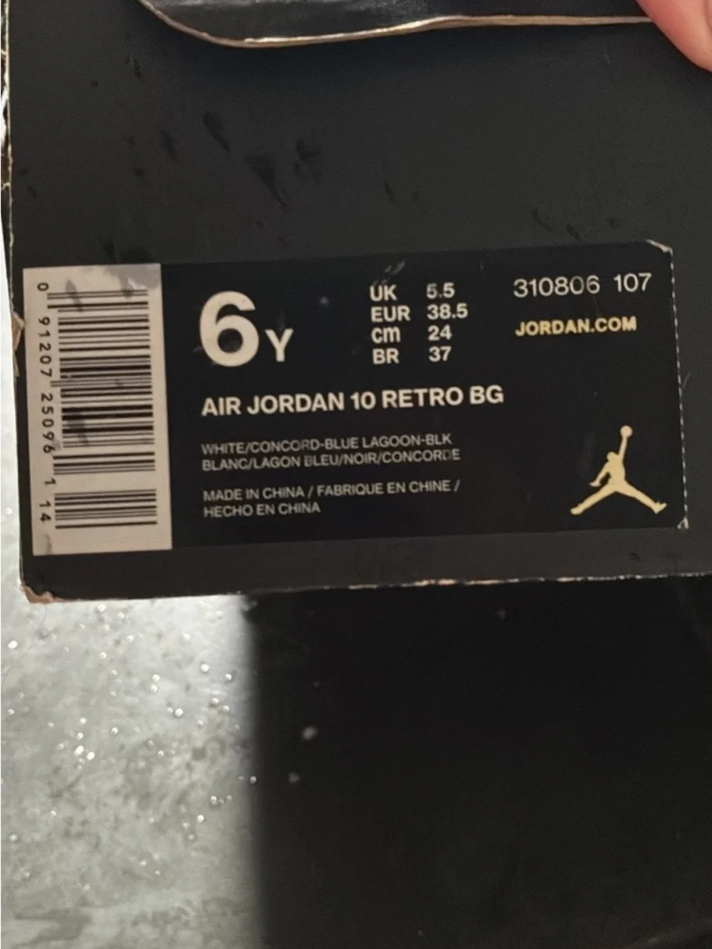 Jordan Kids White Sneakers with Blue and Teal Accents