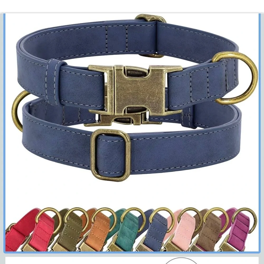 Didog‎ Leather Dog Collar Metal Buckle Adjustable Pet Puppy Neck Strap Medium