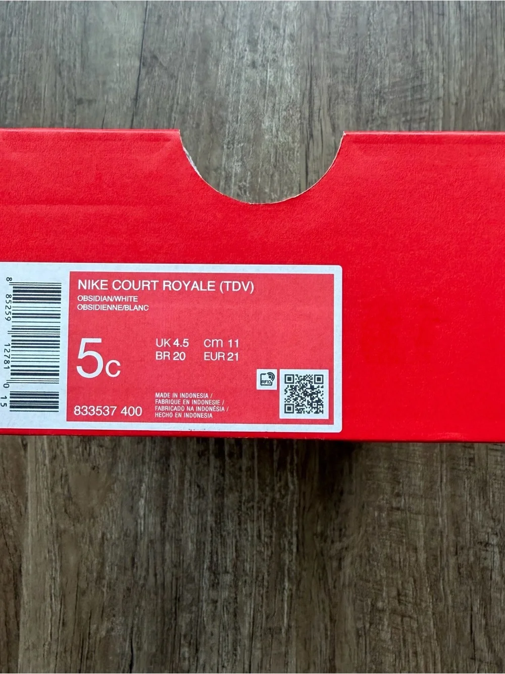 Nike Court Royale TDV Obsidian White Toddler Shoes Size 5C