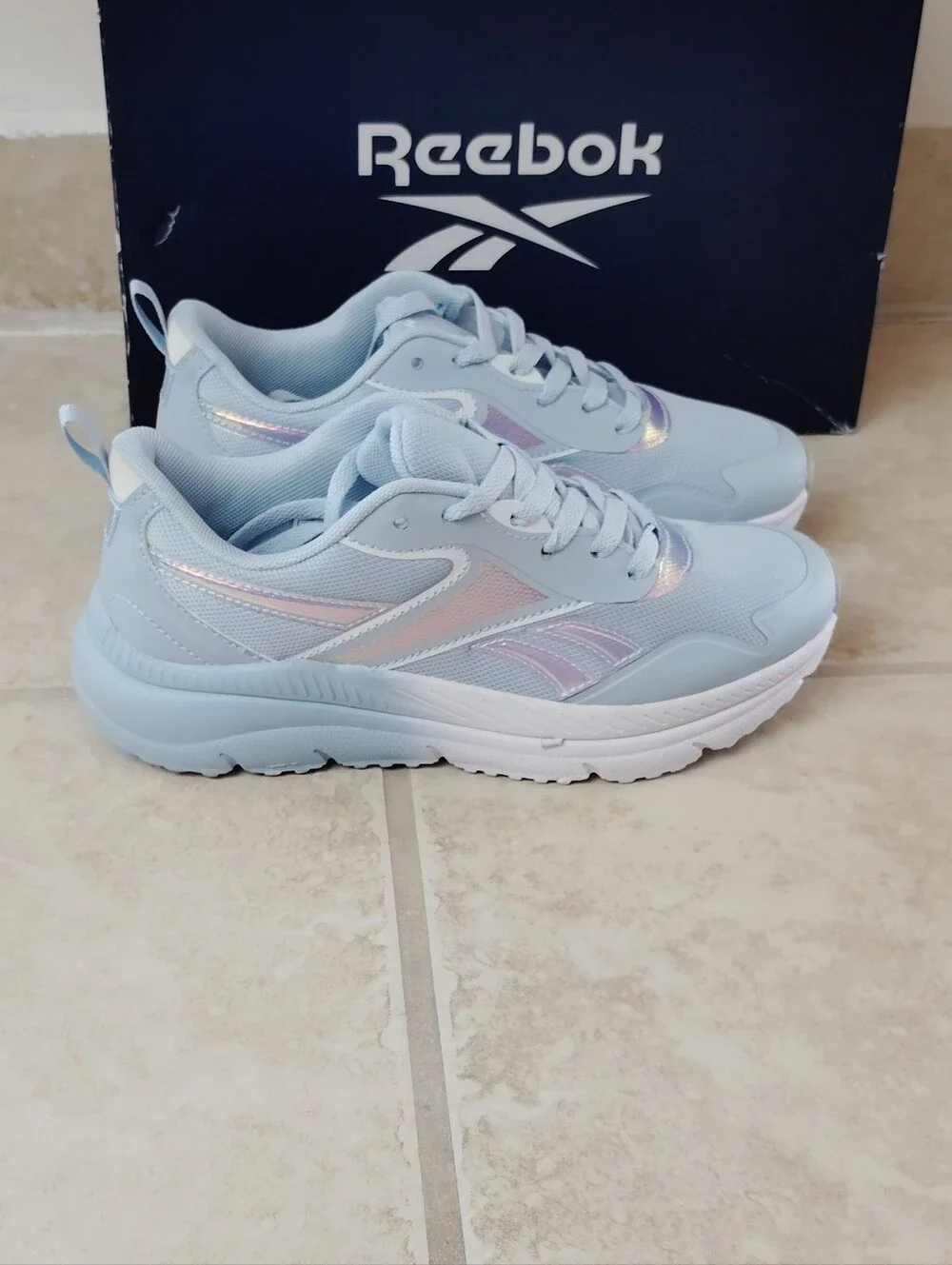 Reebok Rush Runner Light Blue Iridescent Sneakers Brand New Size 4k.