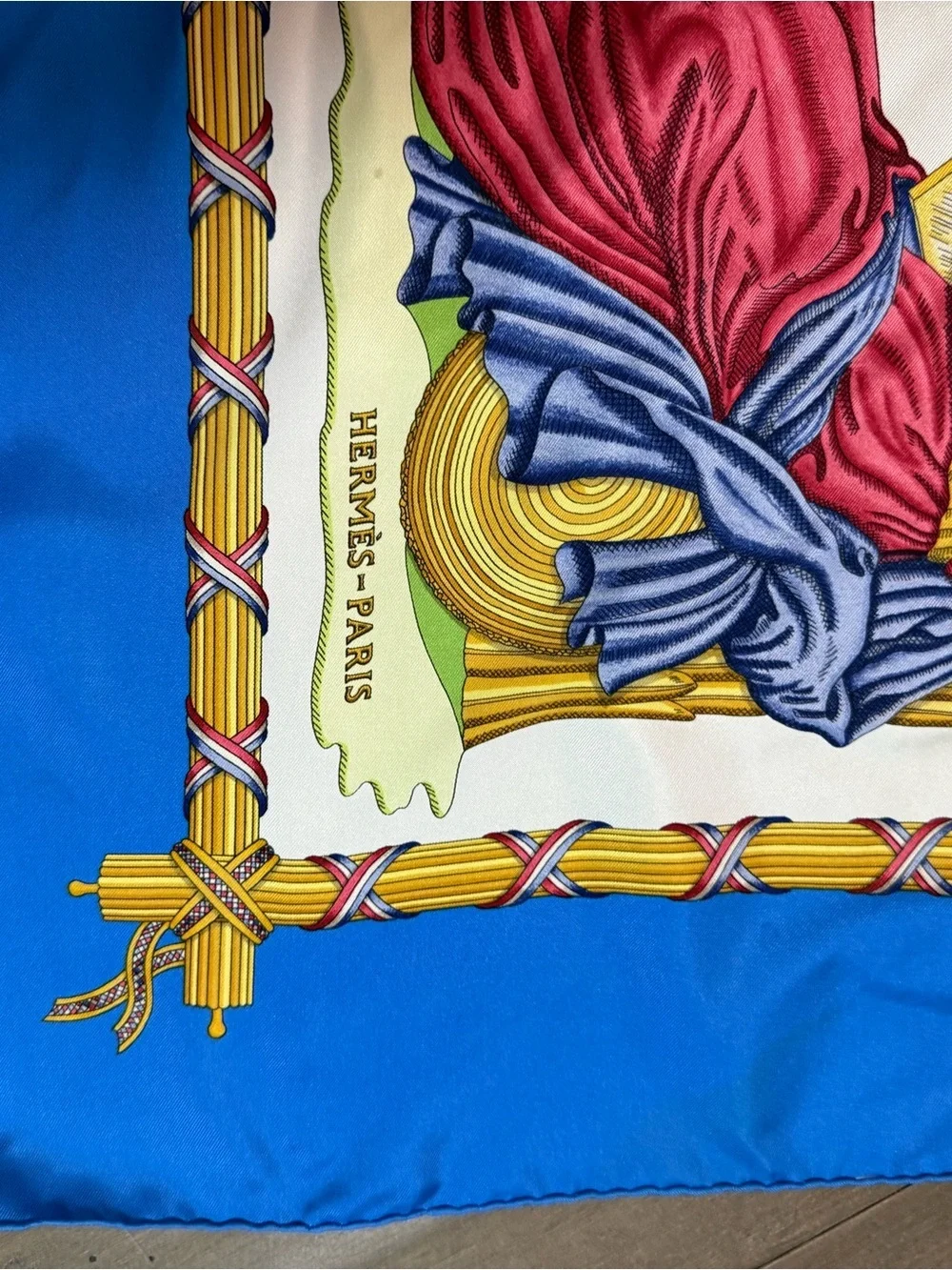 Hermès Vintage 1789 République Française Silk Carré 90 Scarf Blue/Multi