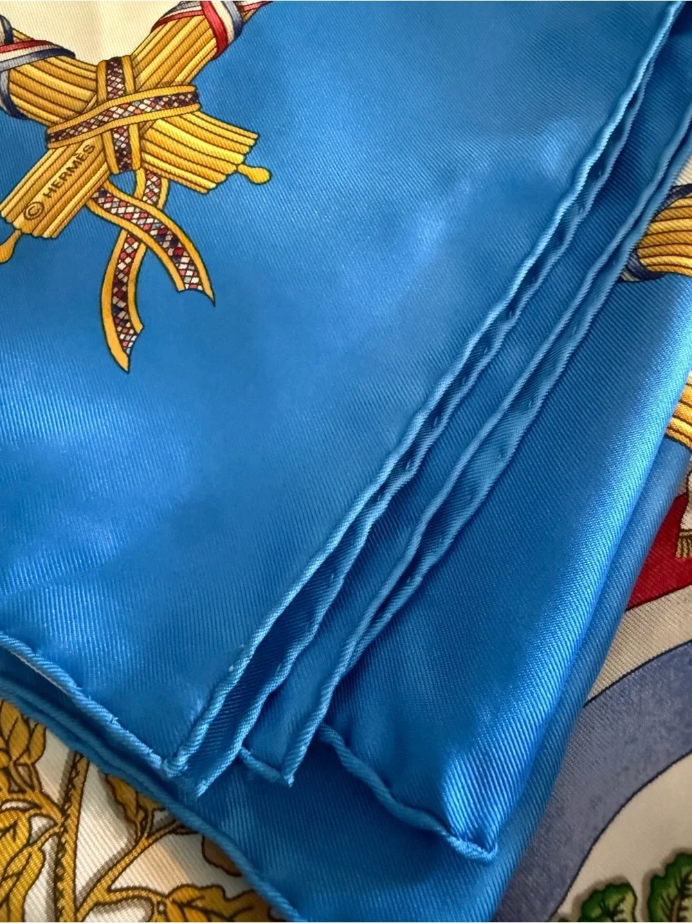 Hermès Vintage 1789 République Française Silk Carré 90 Scarf Blue/Multi