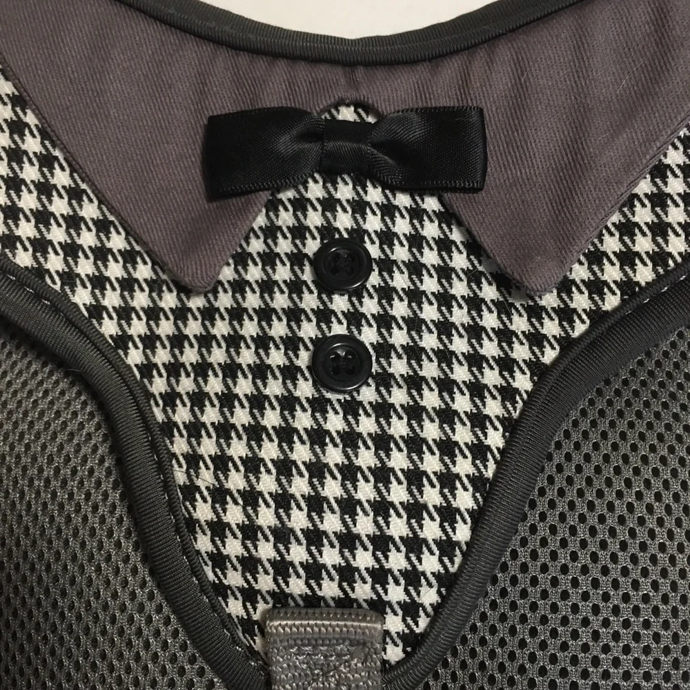 Dogo Pet Fashions EasyGO Gray Houndstooth Tuxedo Dog Vest Harness NWOT