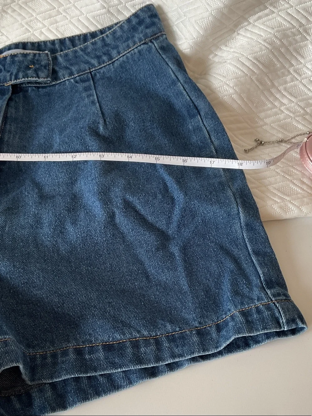 Light Blue Denim Sleeveless Button Vest & Shorts Set