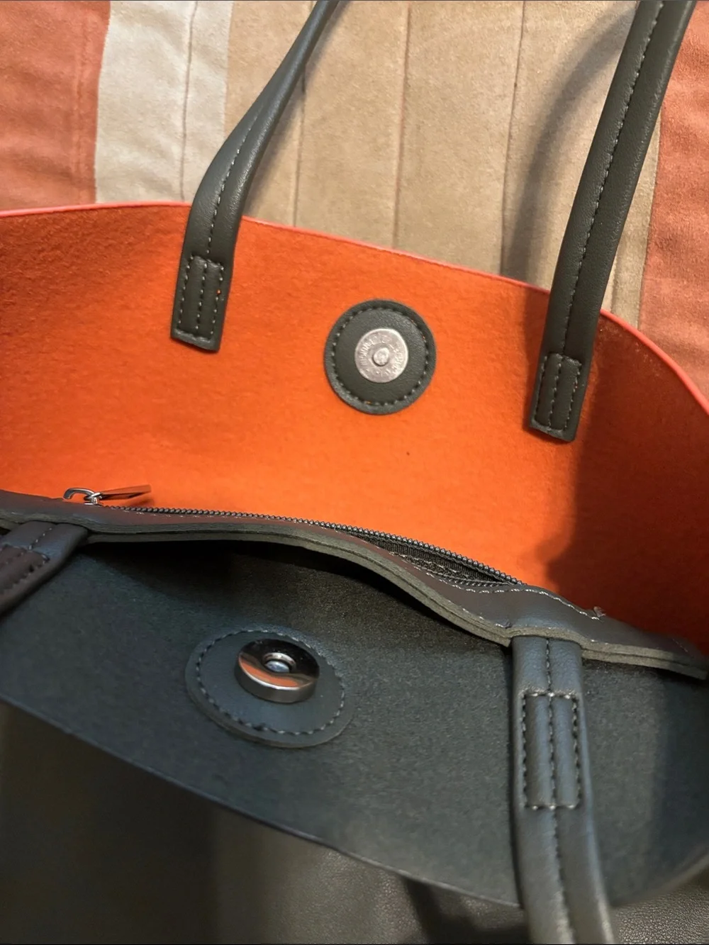 Classic Two-Tone Men's Tote Bag in Orange and Black