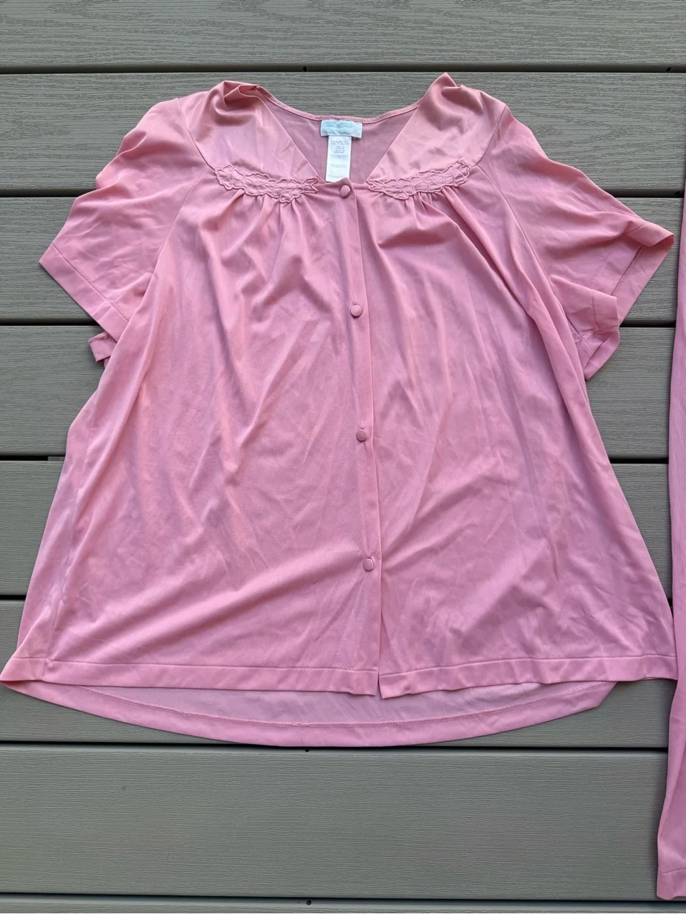 Vintage Vanity Fair Pink Nylon Pajama Set XL 44 Lace 2 Piece