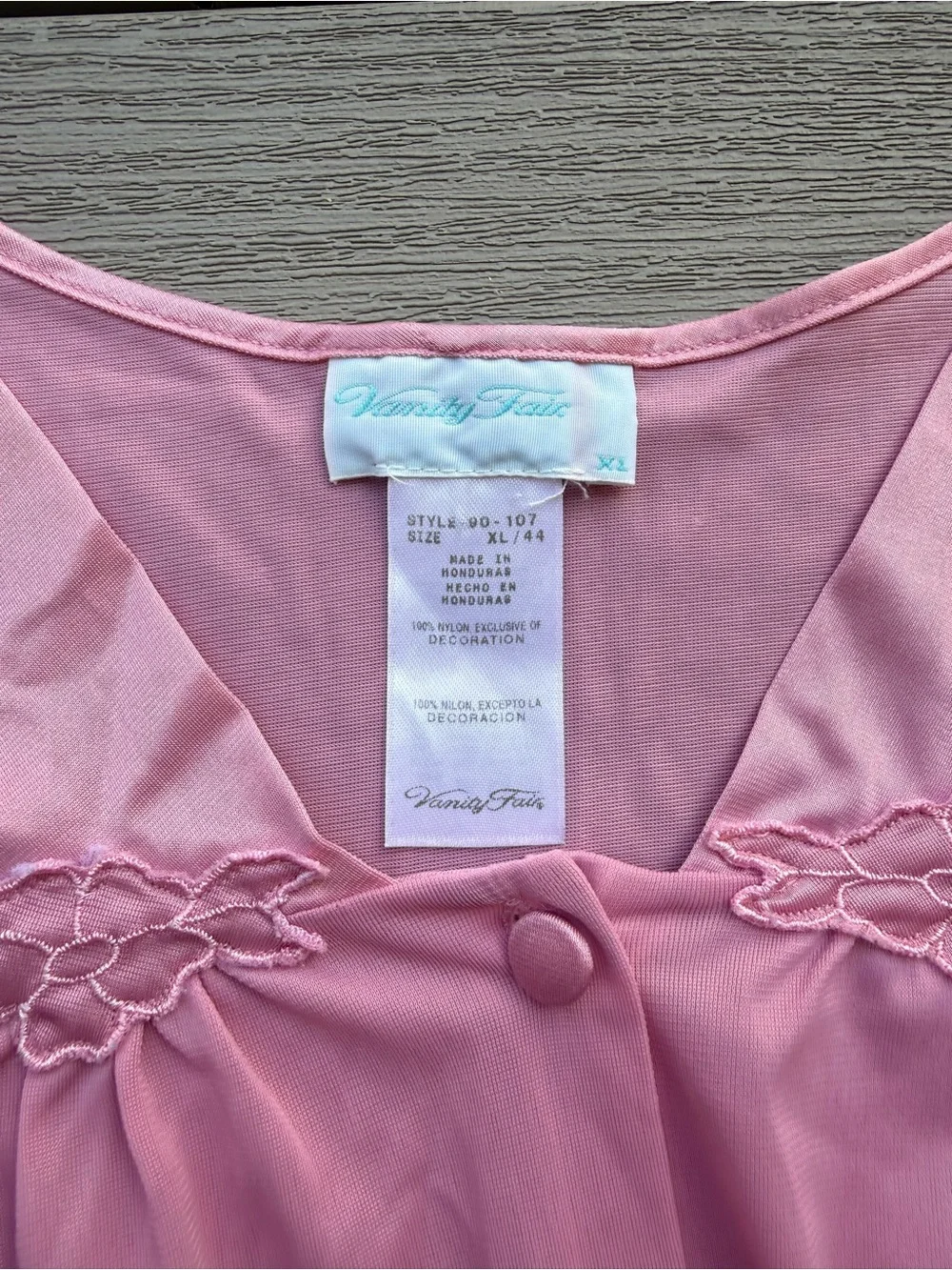 Vintage Vanity Fair Pink Nylon Pajama Set XL 44 Lace 2 Piece