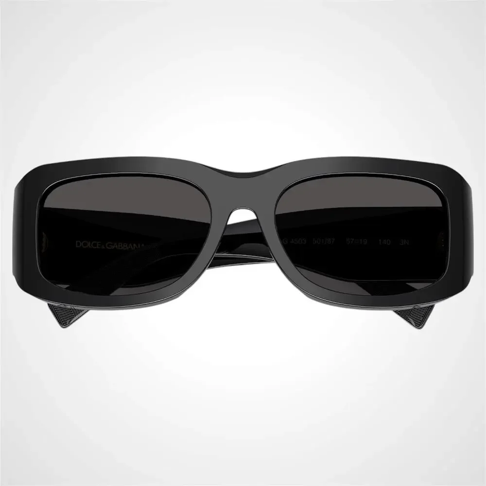 New Dolce & Gabbana Sunglasses Black Rectangle Square Gold Gray Lens New