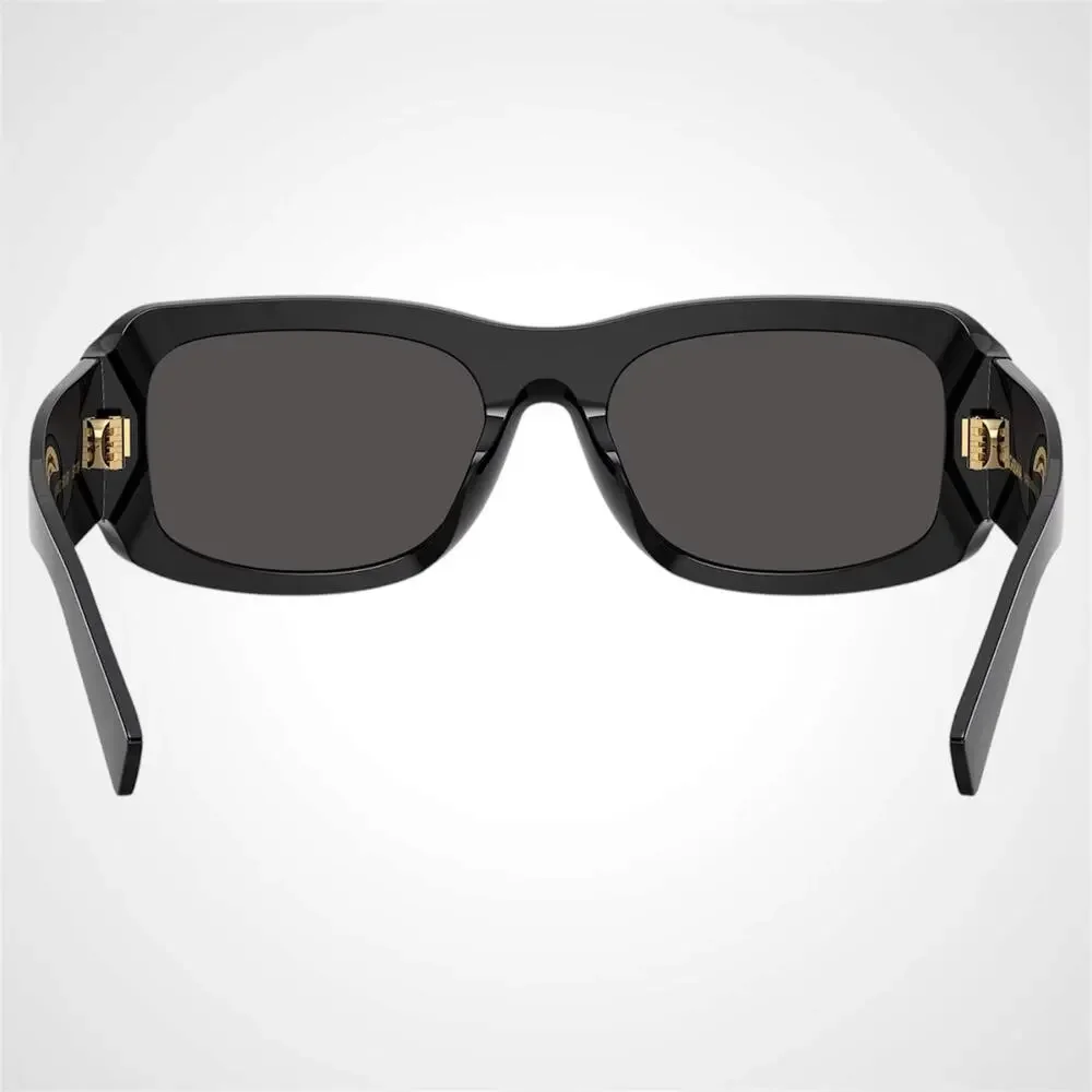 New Dolce & Gabbana Sunglasses Black Rectangle Square Gold Gray Lens New