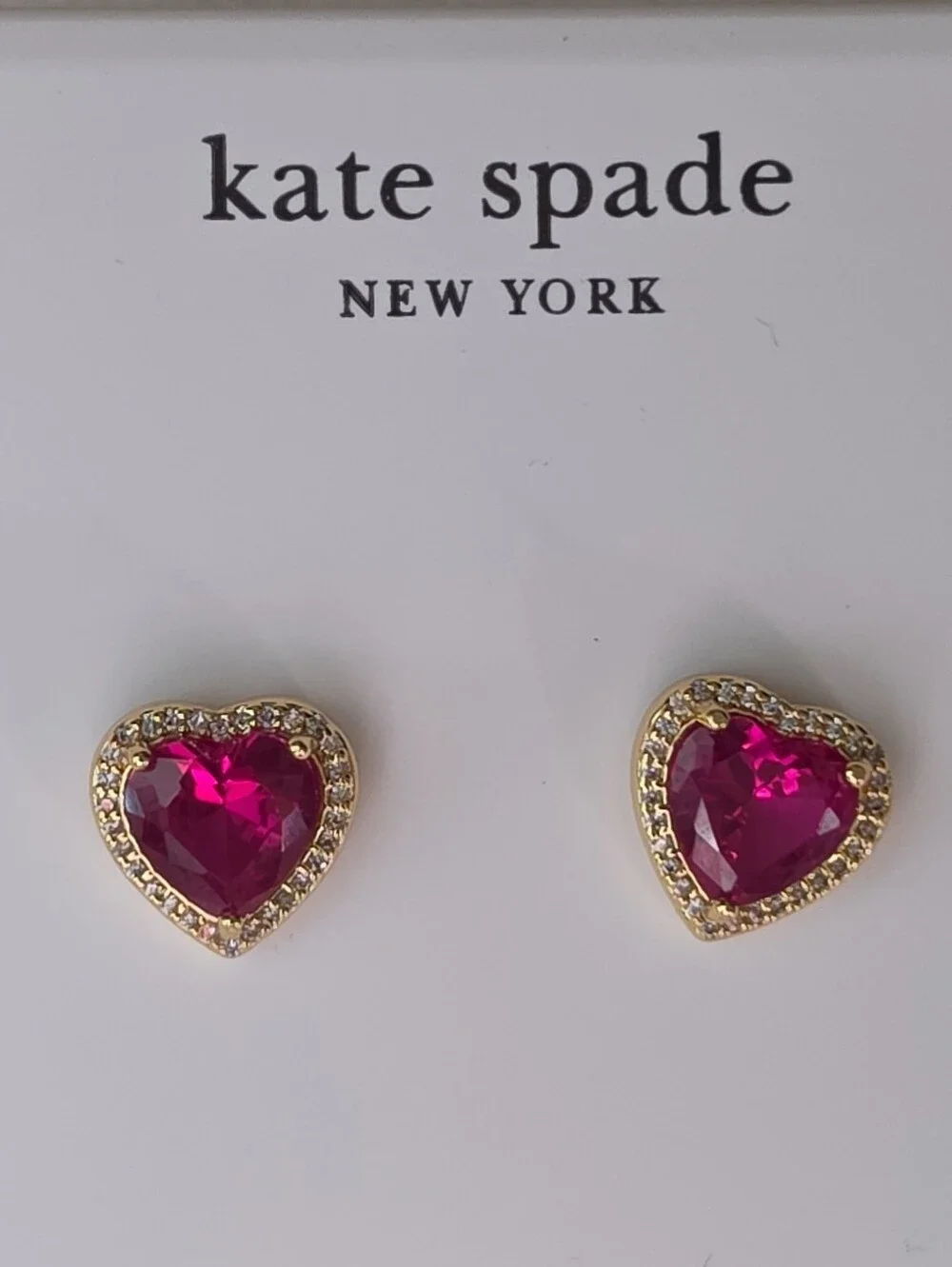 kate spade Gold-Tone Necklace & Stud Earrings with  Pink Heart Stones
