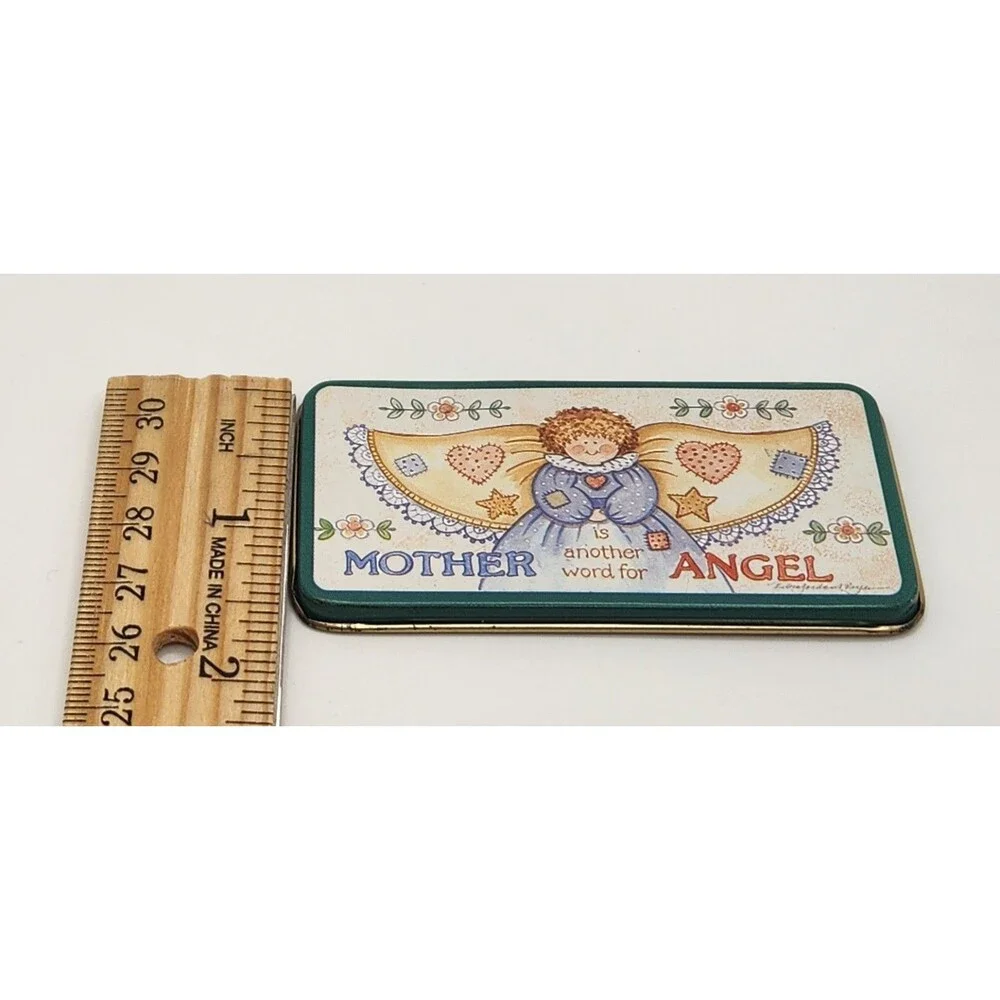 VTG Folk Art Angel Mother's Day Tin Magnet Robin Davis Patchwork Country